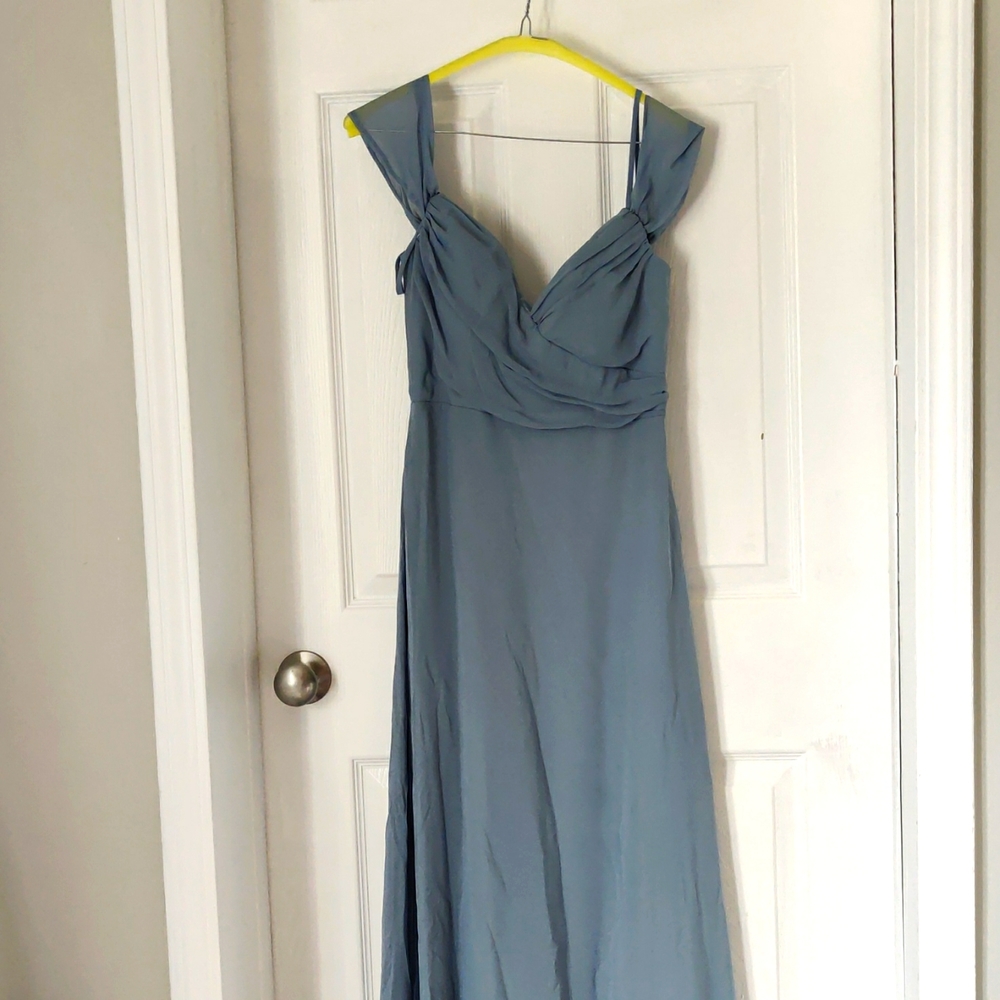 Birdie grey dusty blue chiffon bridesmaid dress Small